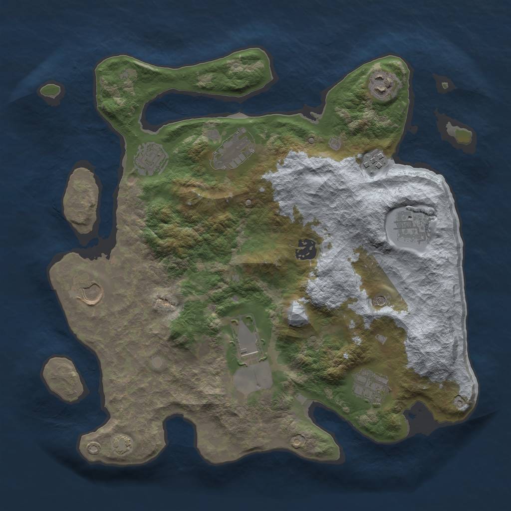Rust Map: Barren, Size: 3500, Seed: 8275, 13 Monuments