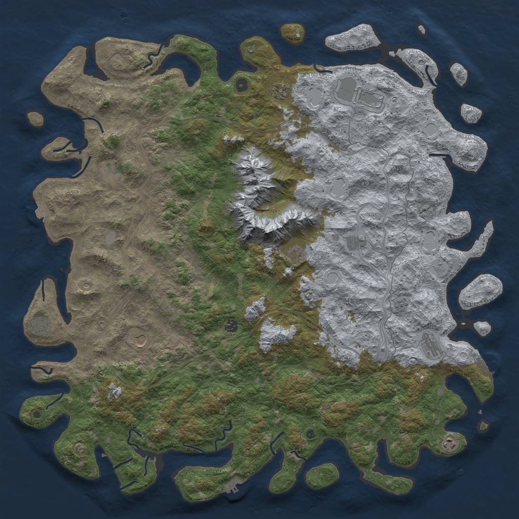 Rust Map: Procedural Map, Size: 6000, Seed: 710466376, 19 Monuments