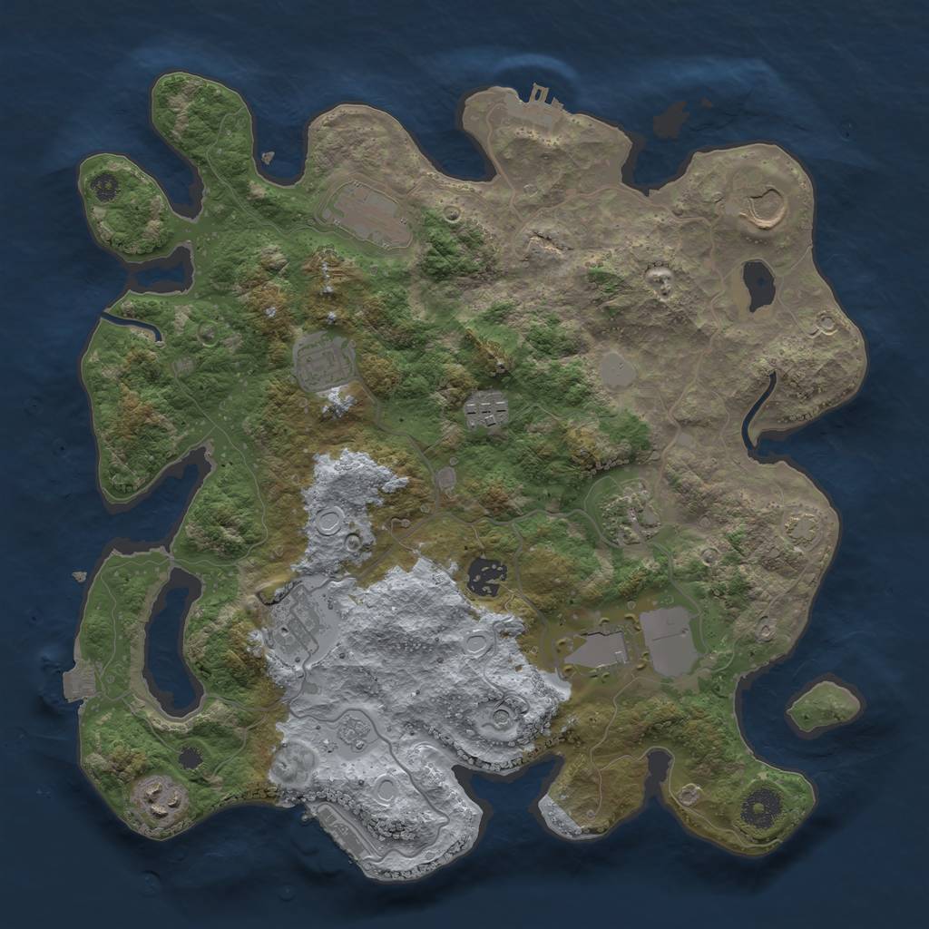 Rust Map: Procedural Map, Size: 3500, Seed: 6104, 17 Monuments