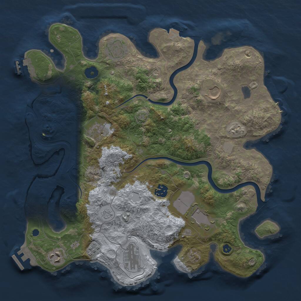 Rust Map: Procedural Map, Size: 3500, Seed: 6104, 14 Monuments