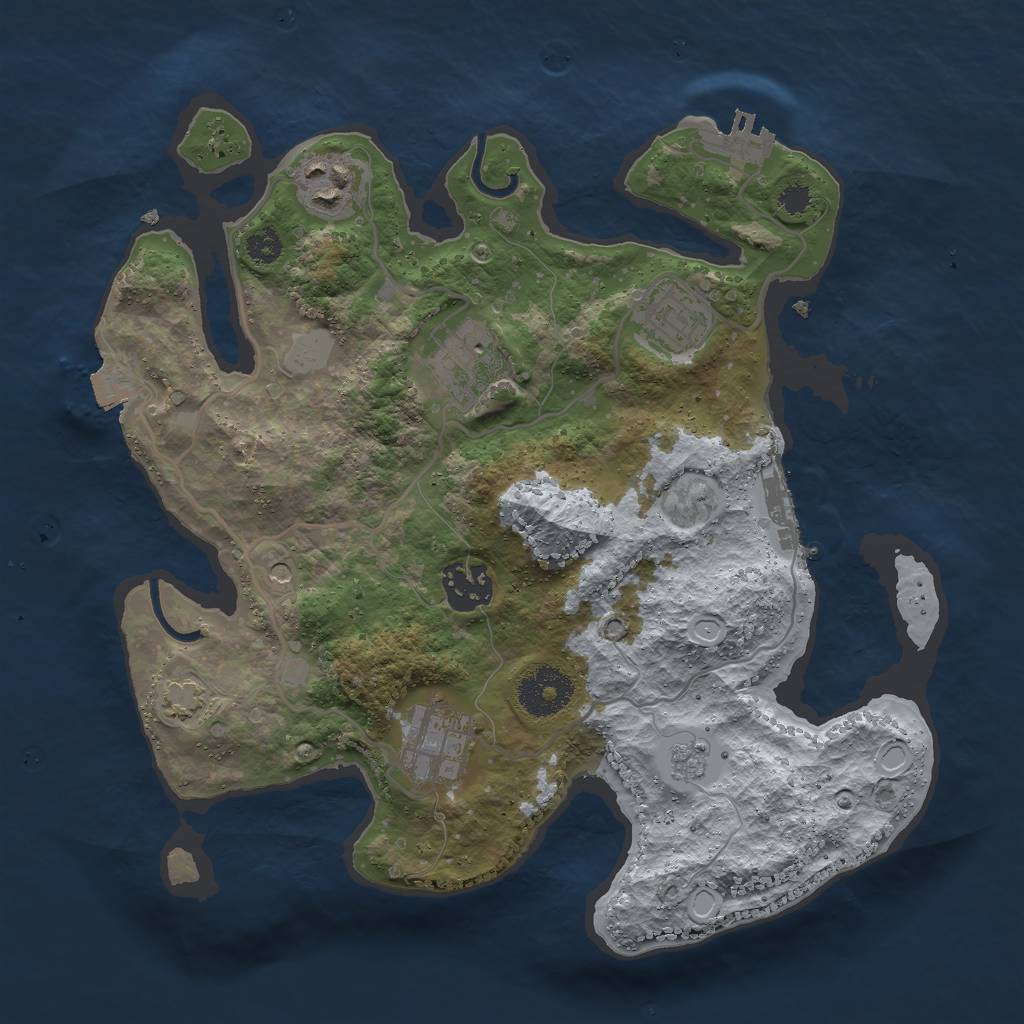 Rust Map: Procedural Map, Size: 3000, Seed: 1623392, 13 Monuments
