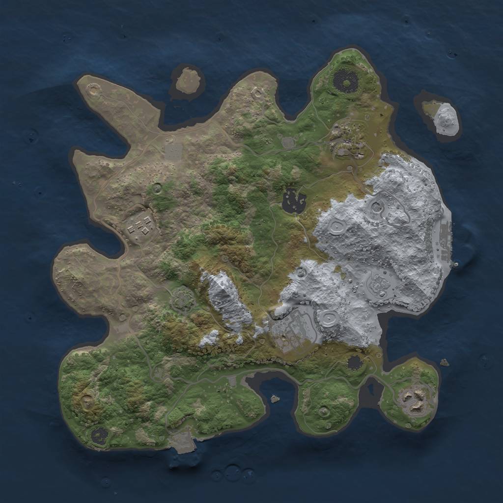 Rust Map: Procedural Map, Size: 3000, Seed: 1129748777, 12 Monuments