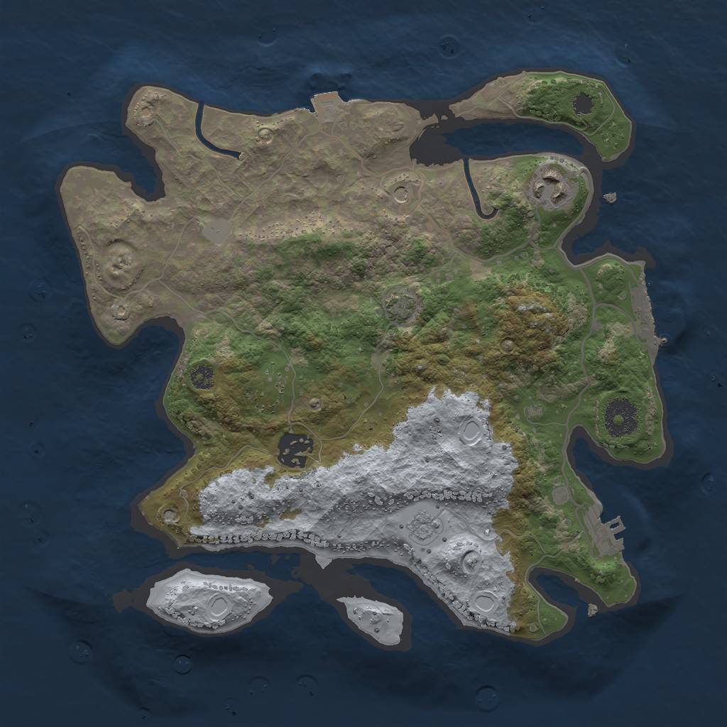 Rust Map: Procedural Map, Size: 3000, Seed: 1779614171, 10 Monuments