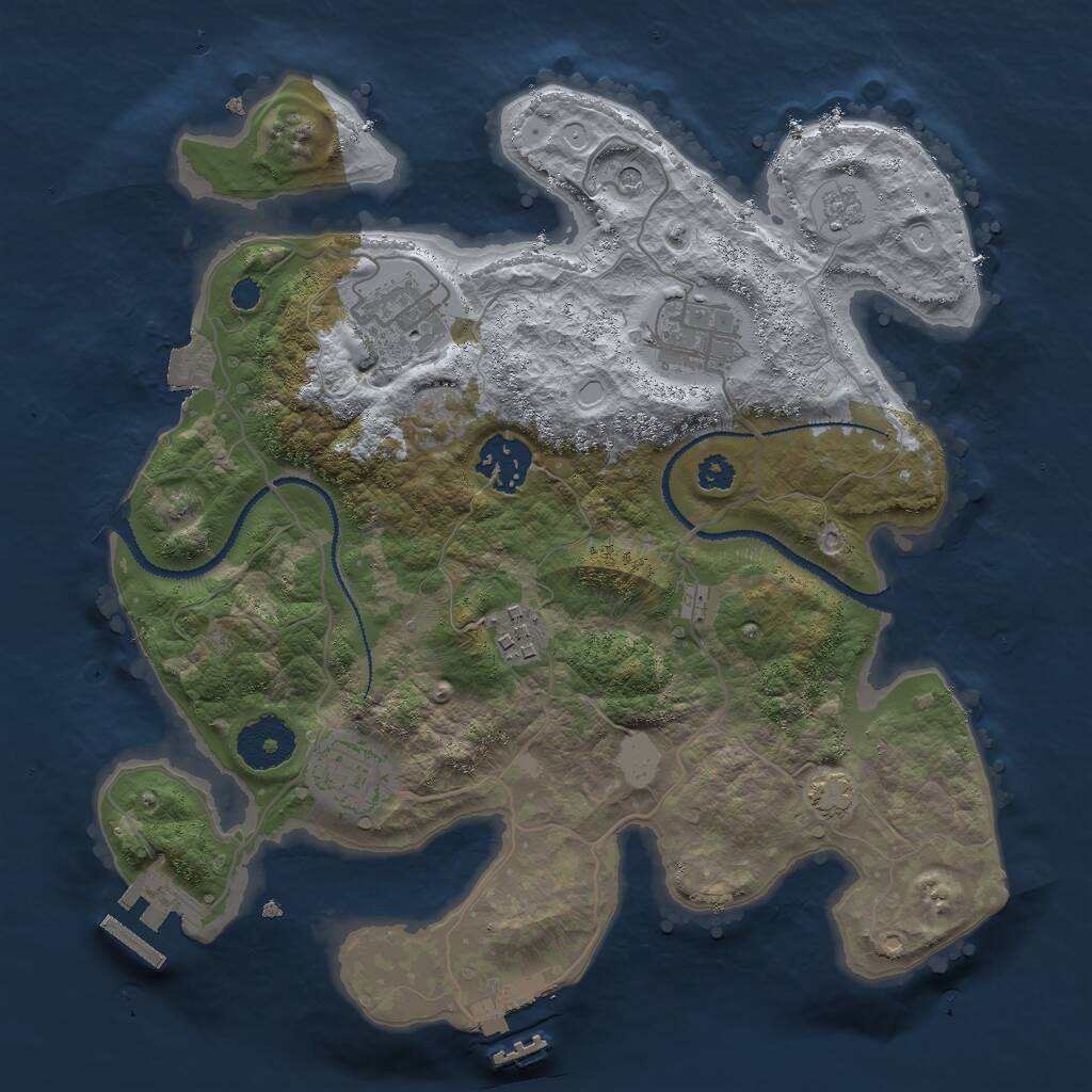 Rust Map: Procedural Map, Size: 3000, Seed: 13645, 11 Monuments
