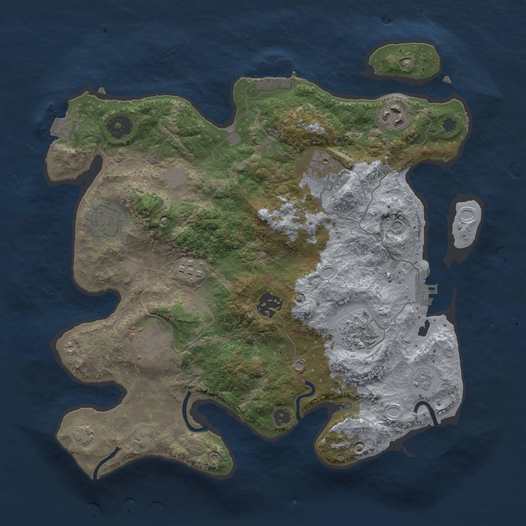 Rust Map: Procedural Map, Size: 3300, Seed: 844291102, 15 Monuments