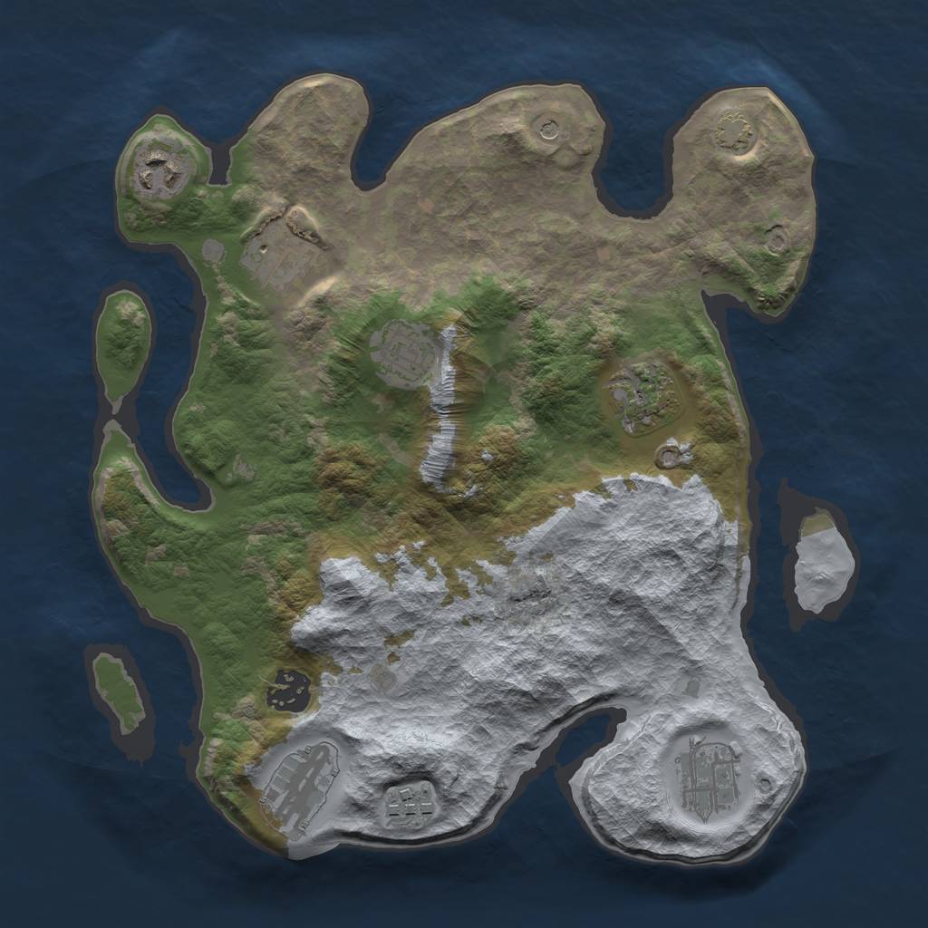 Rust Map: Barren, Size: 3150, Seed: 7924824, 12 Monuments
