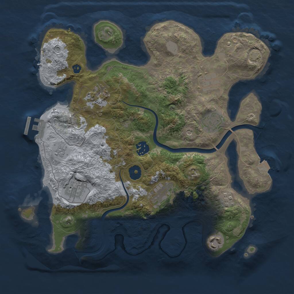 Rust Map: Procedural Map, Size: 3250, Seed: 2045274530, 13 Monuments