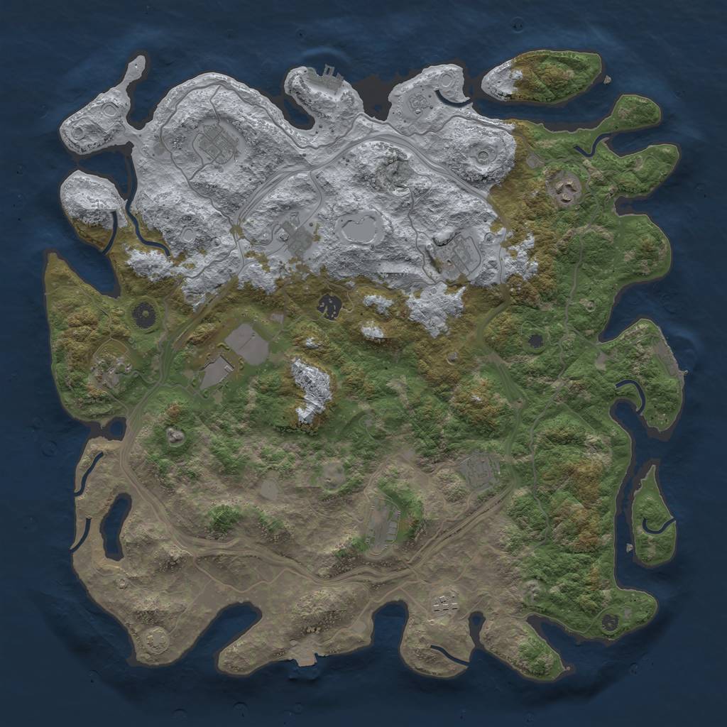 Rust Map: Procedural Map, Size: 4500, Seed: 123452, 18 Monuments