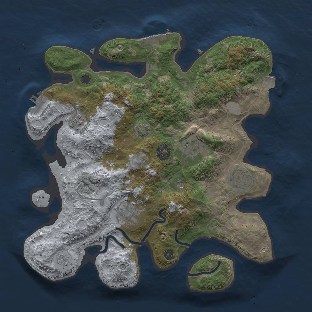 Rust Map: Procedural Map, Size: 3000, Seed: 533454, 12 Monuments