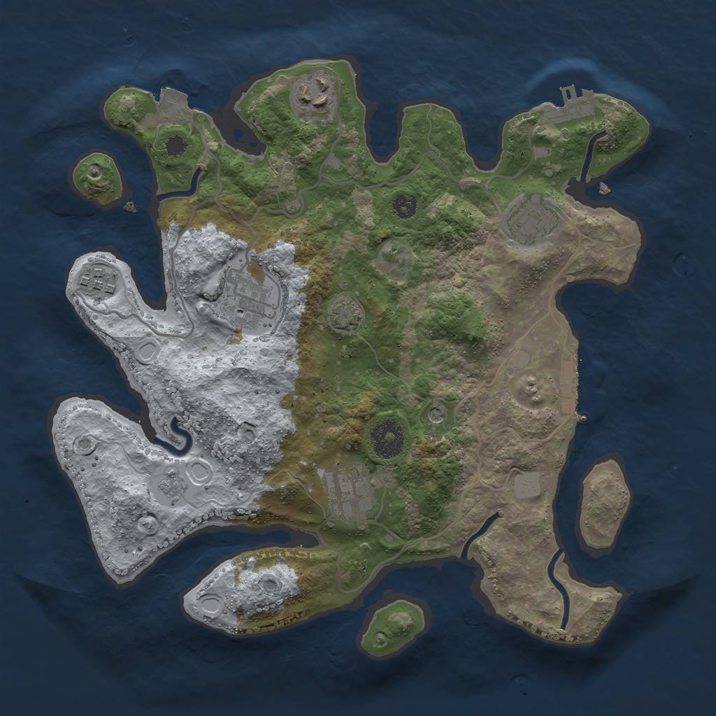 Rust Map: Procedural Map, Size: 3000, Seed: 268787511, 13 Monuments