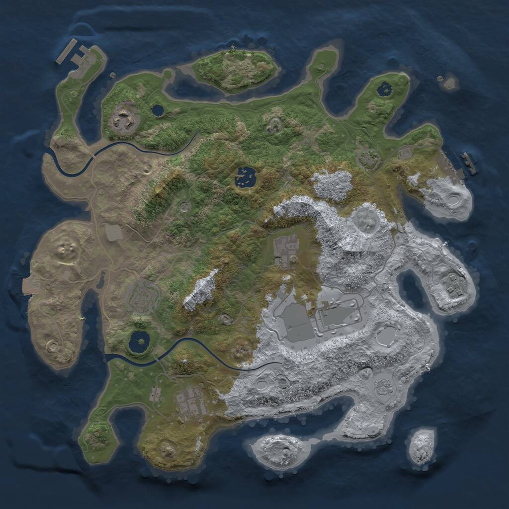 Rust Map: Procedural Map, Size: 3500, Seed: 1299053350, 13 Monuments