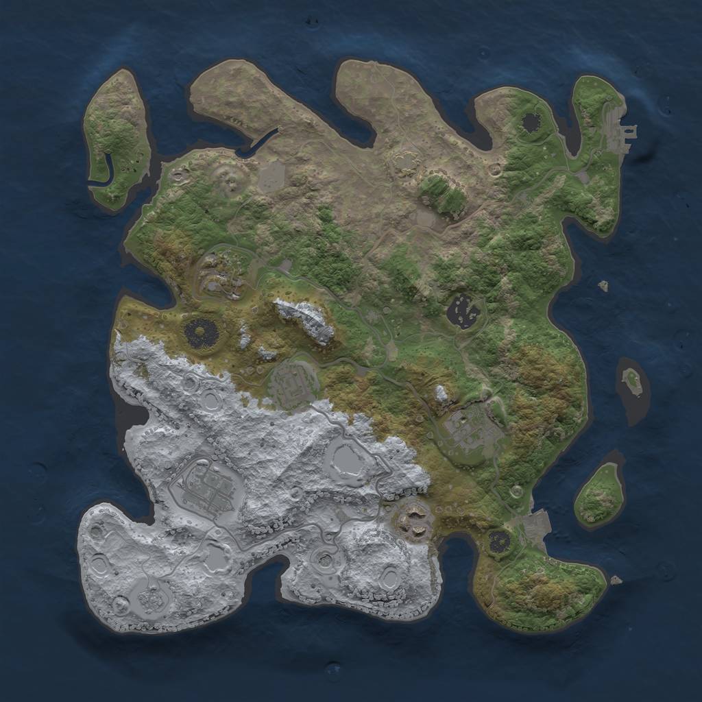 Rust Map: Procedural Map, Size: 3250, Seed: 57835534, 13 Monuments