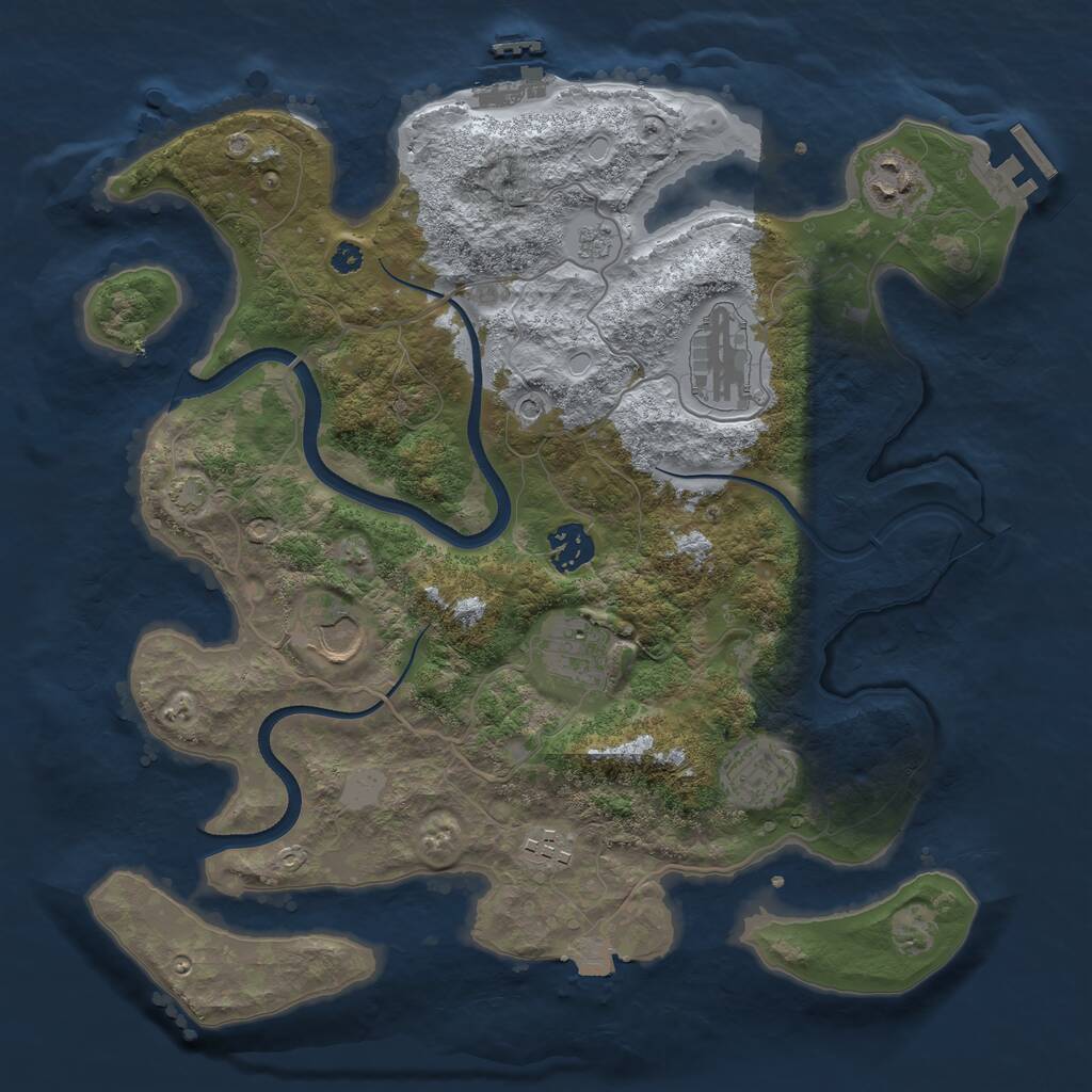 Rust Map: Procedural Map, Size: 3500, Seed: 720753379, 13 Monuments