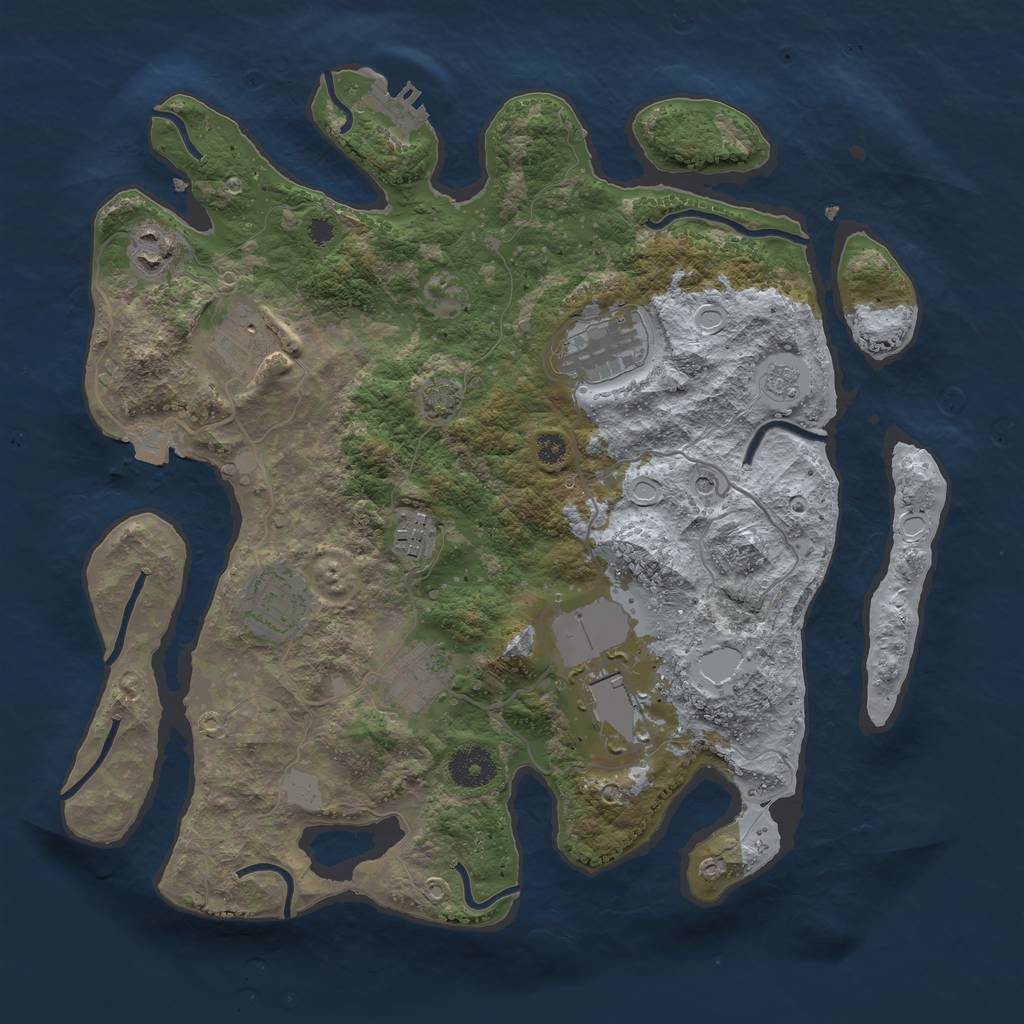 Rust Map: Procedural Map, Size: 3500, Seed: 753173943, 14 Monuments