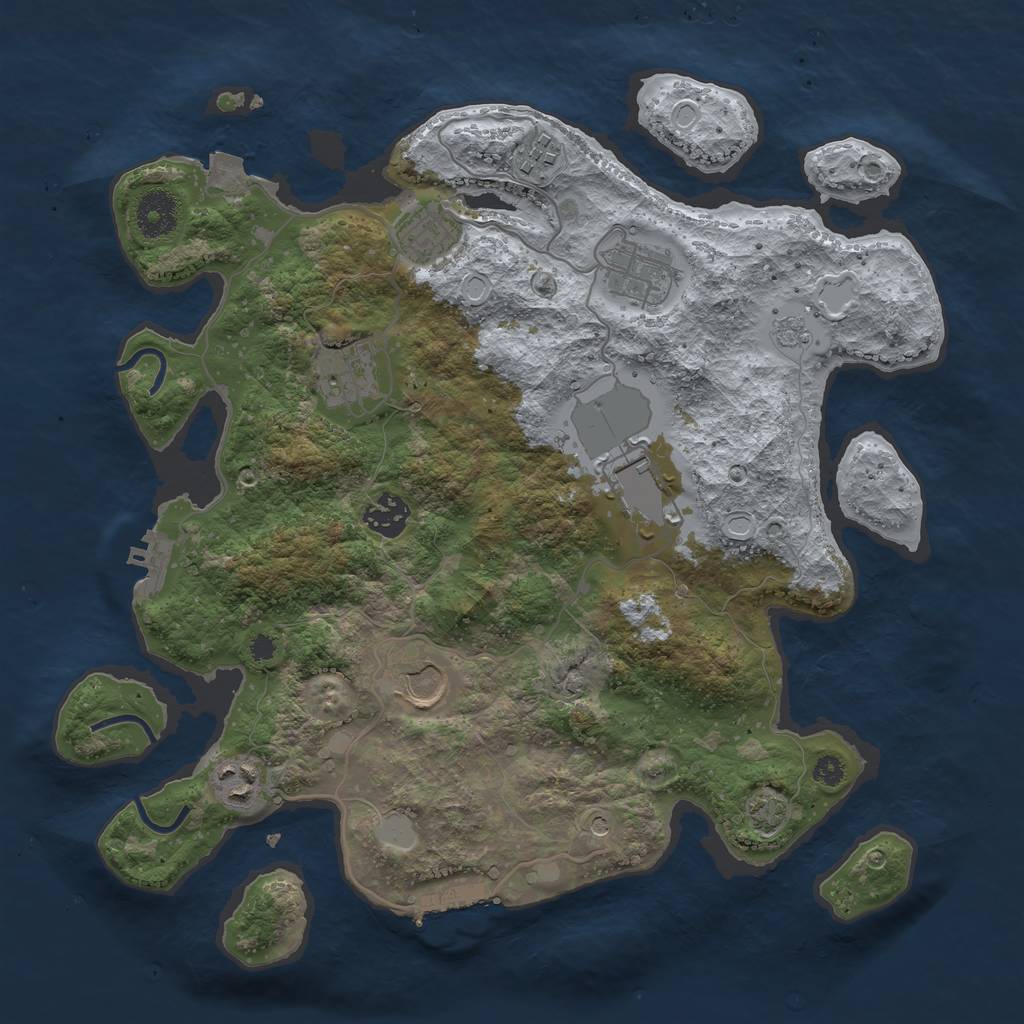 Rust Map: Procedural Map, Size: 3500, Seed: 1391, 16 Monuments