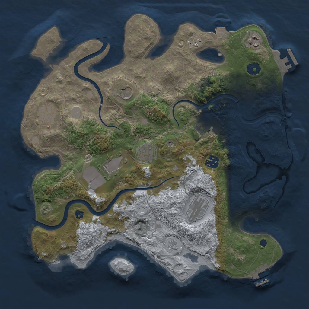 Rust Map: Procedural Map, Size: 3500, Seed: 173868037, 15 Monuments
