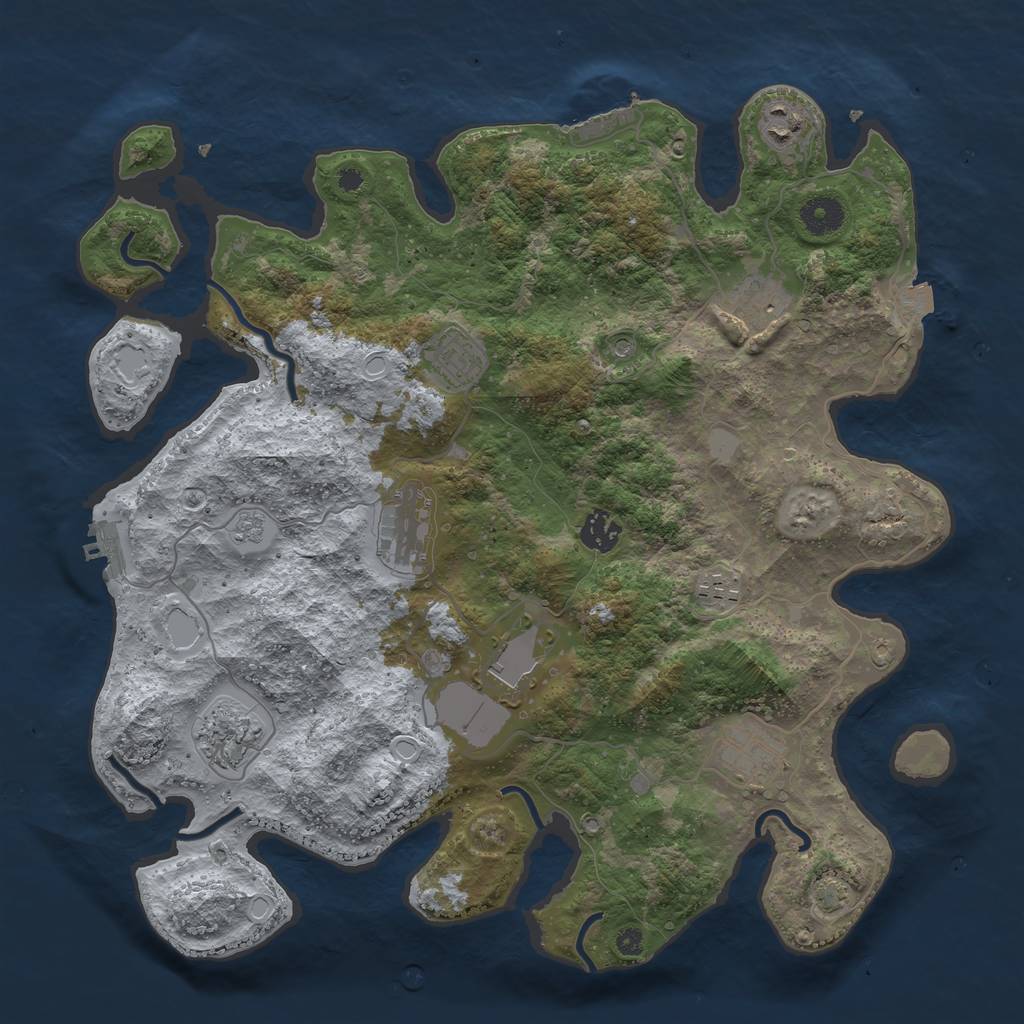 Rust Map: Procedural Map, Size: 3800, Seed: 391292472, 17 Monuments