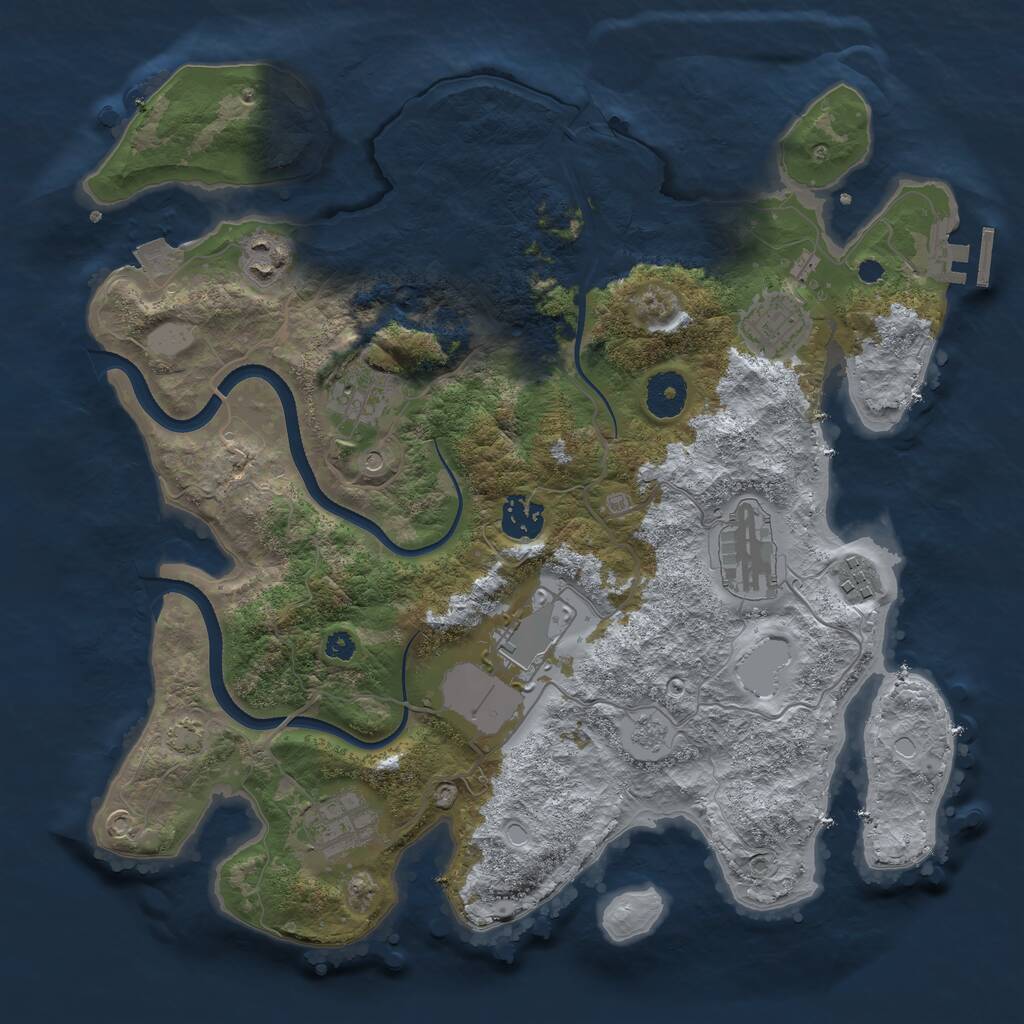 Rust Map: Procedural Map, Size: 3500, Seed: 1535140665, 13 Monuments
