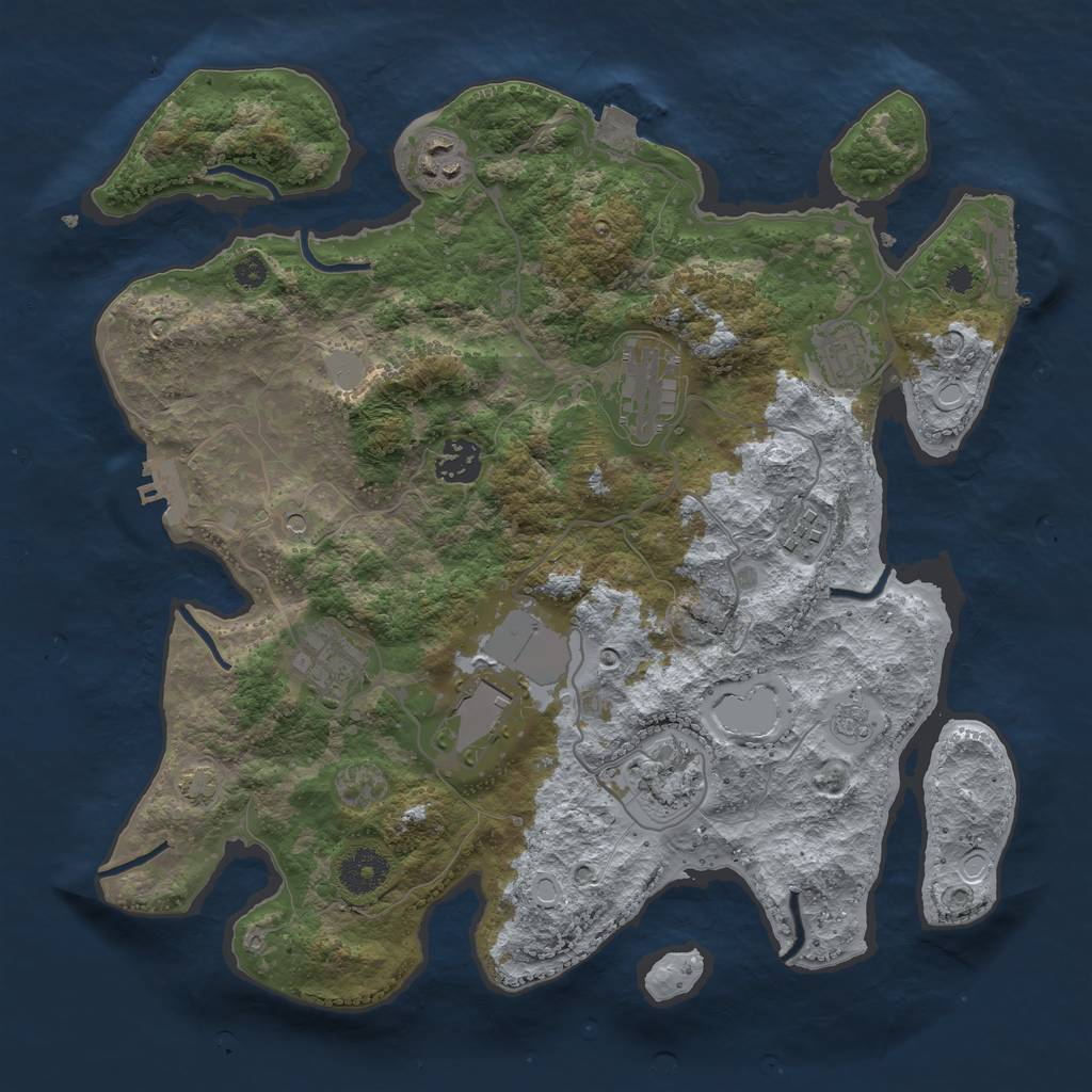 Rust Map: Procedural Map, Size: 3500, Seed: 1535140665, 16 Monuments