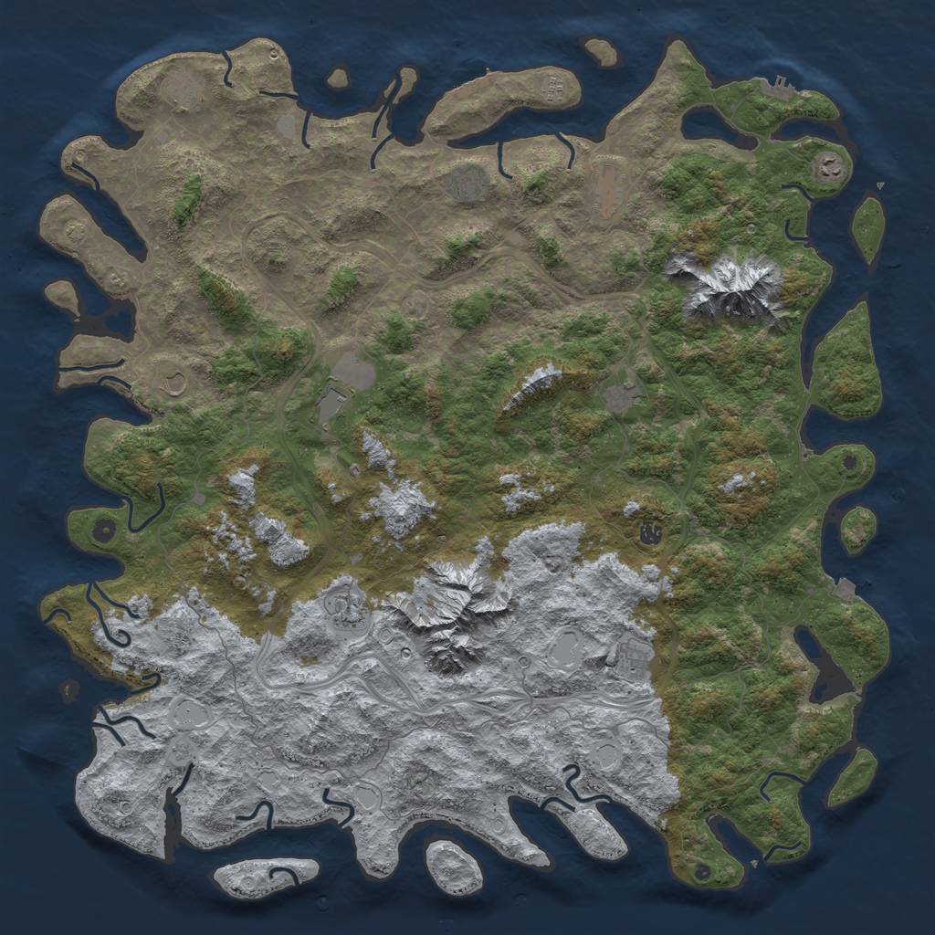 Rust Map: Procedural Map, Size: 6000, Seed: 447471400, 19 Monuments