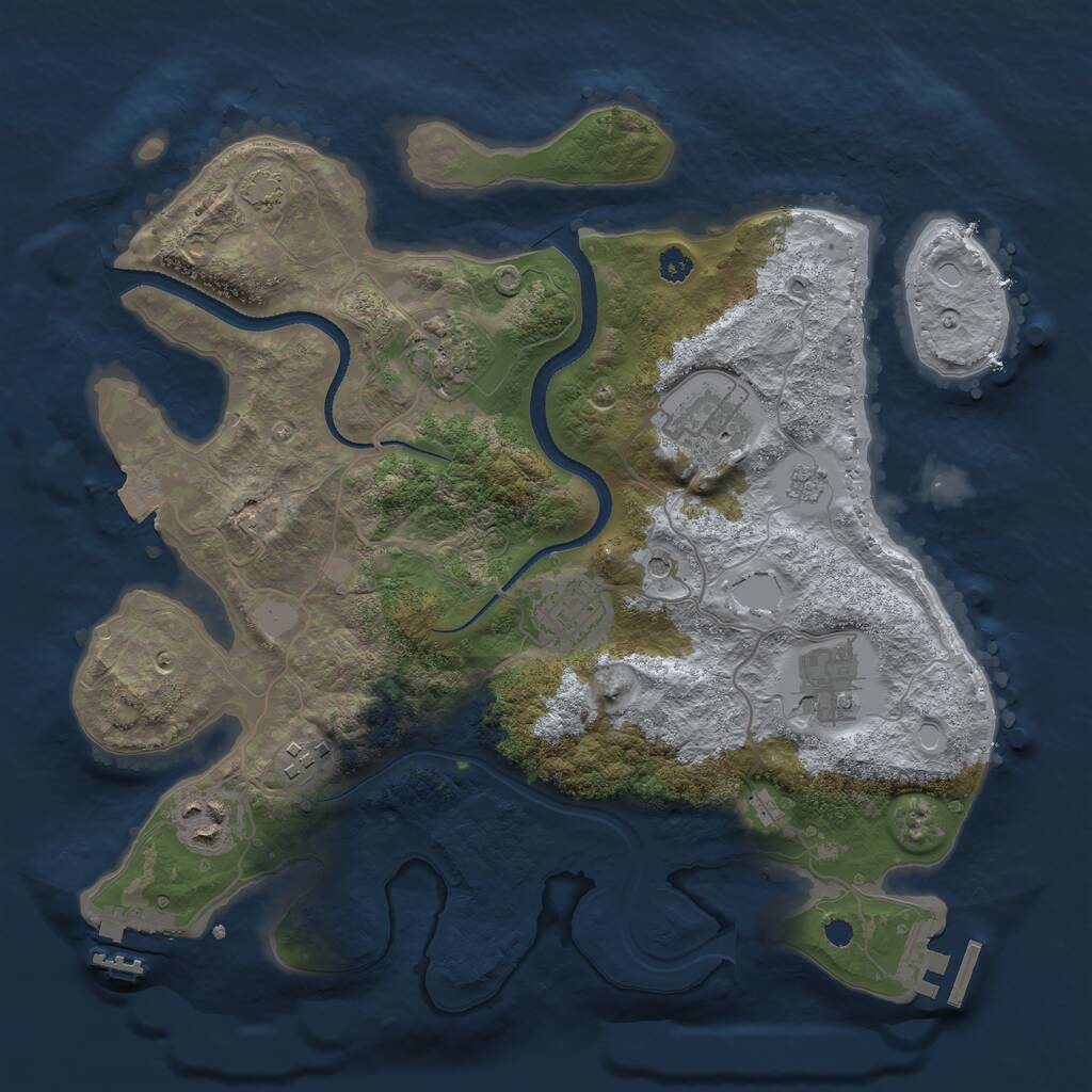 Rust Map: Procedural Map, Size: 3250, Seed: 789139498, 12 Monuments