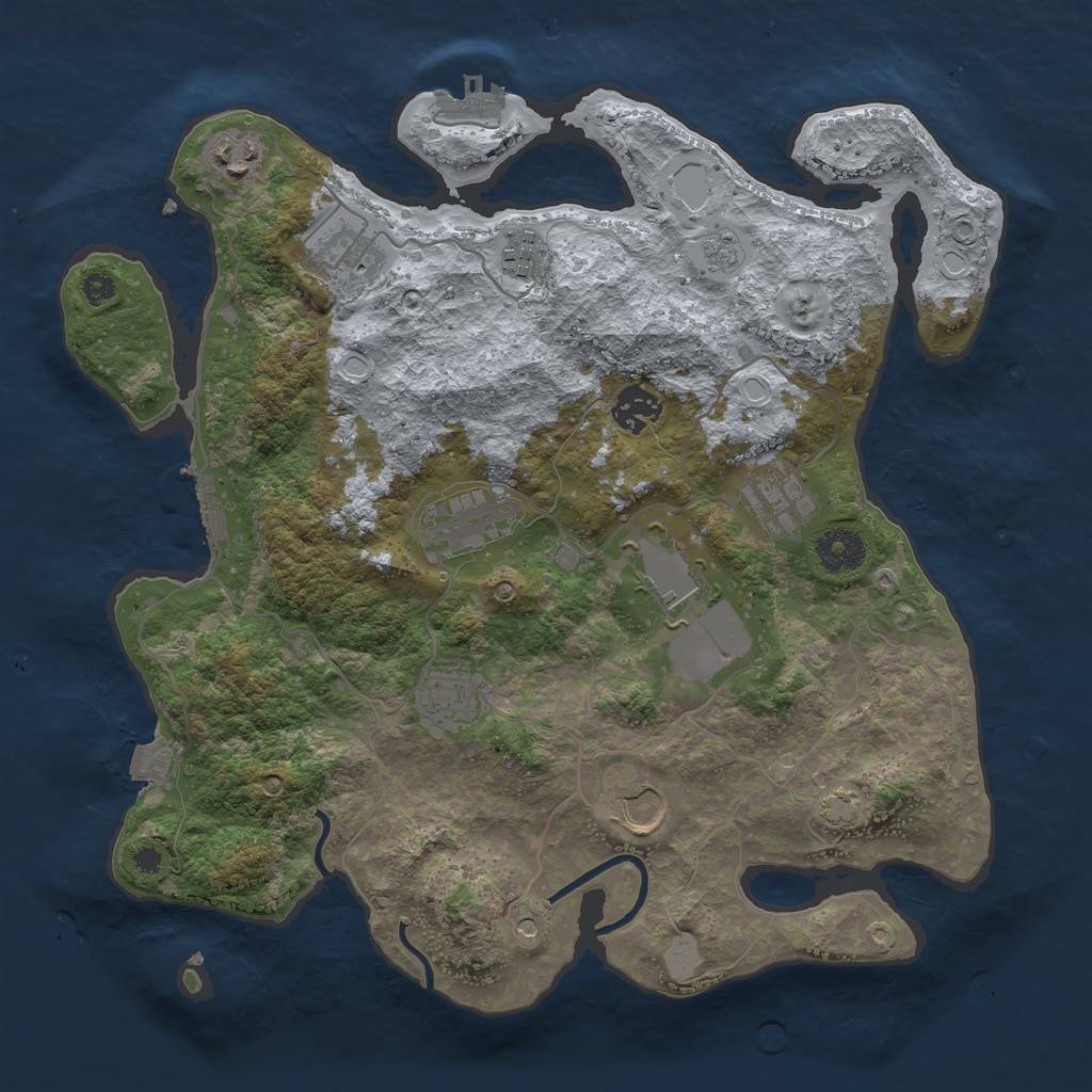 Rust Map: Procedural Map, Size: 3500, Seed: 1073633060, 17 Monuments