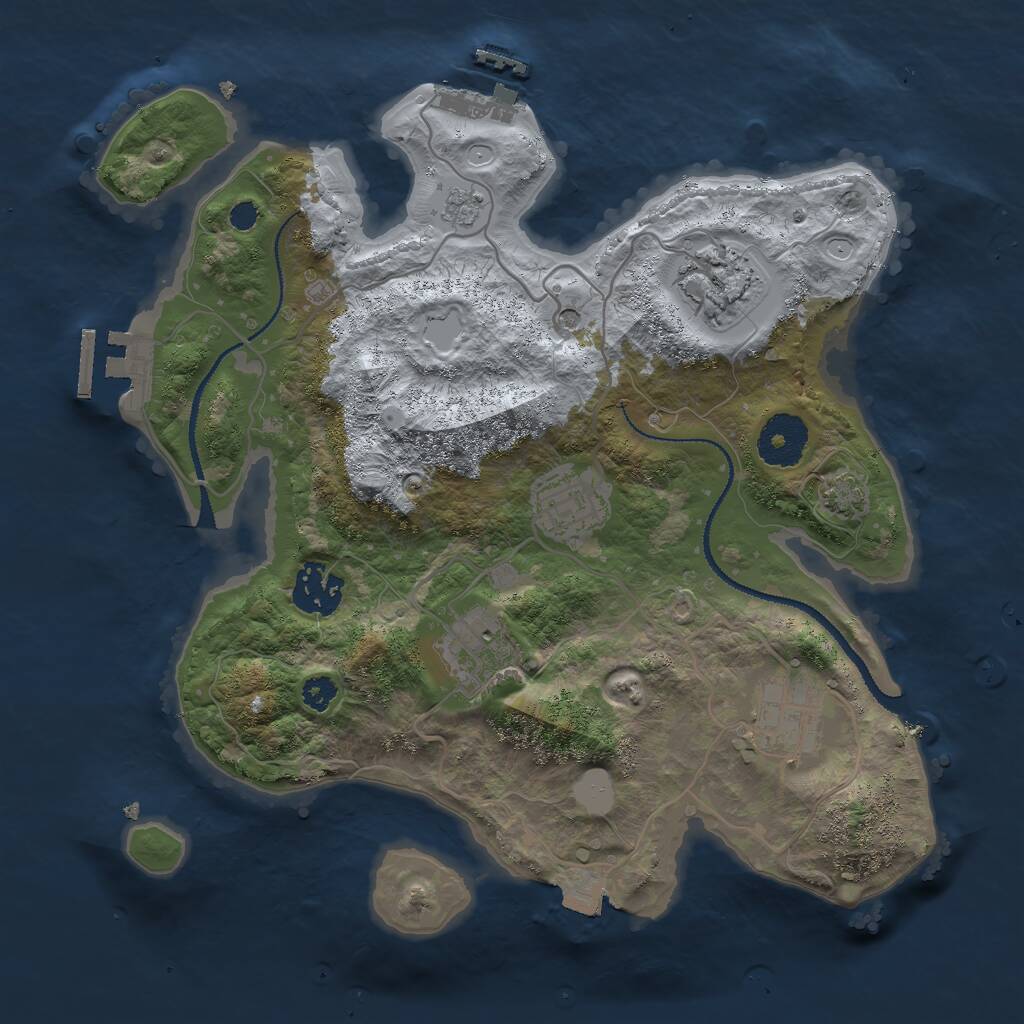 Rust Map: Procedural Map, Size: 3000, Seed: 1752984673, 11 Monuments