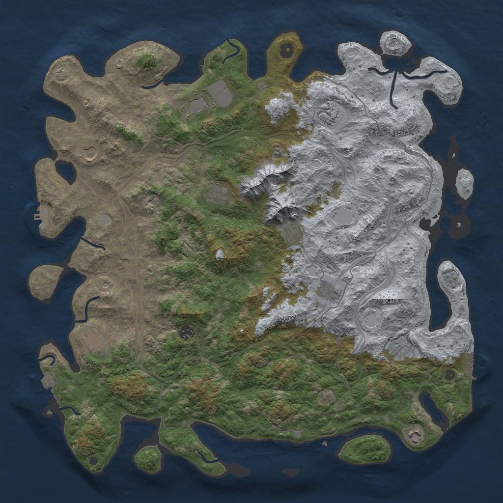 Rust Map: Procedural Map, Size: 5000, Seed: 938034670, 19 Monuments