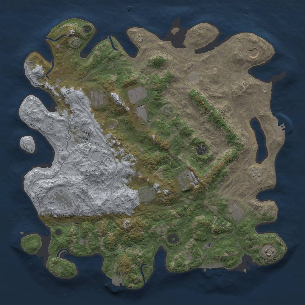 Rust Map: Procedural Map, Size: 4250, Seed: 145890004, 18 Monuments