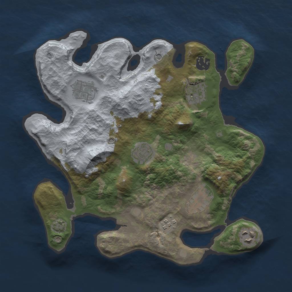 Rust Map: Barren, Size: 3000, Seed: 1747417582, 11 Monuments