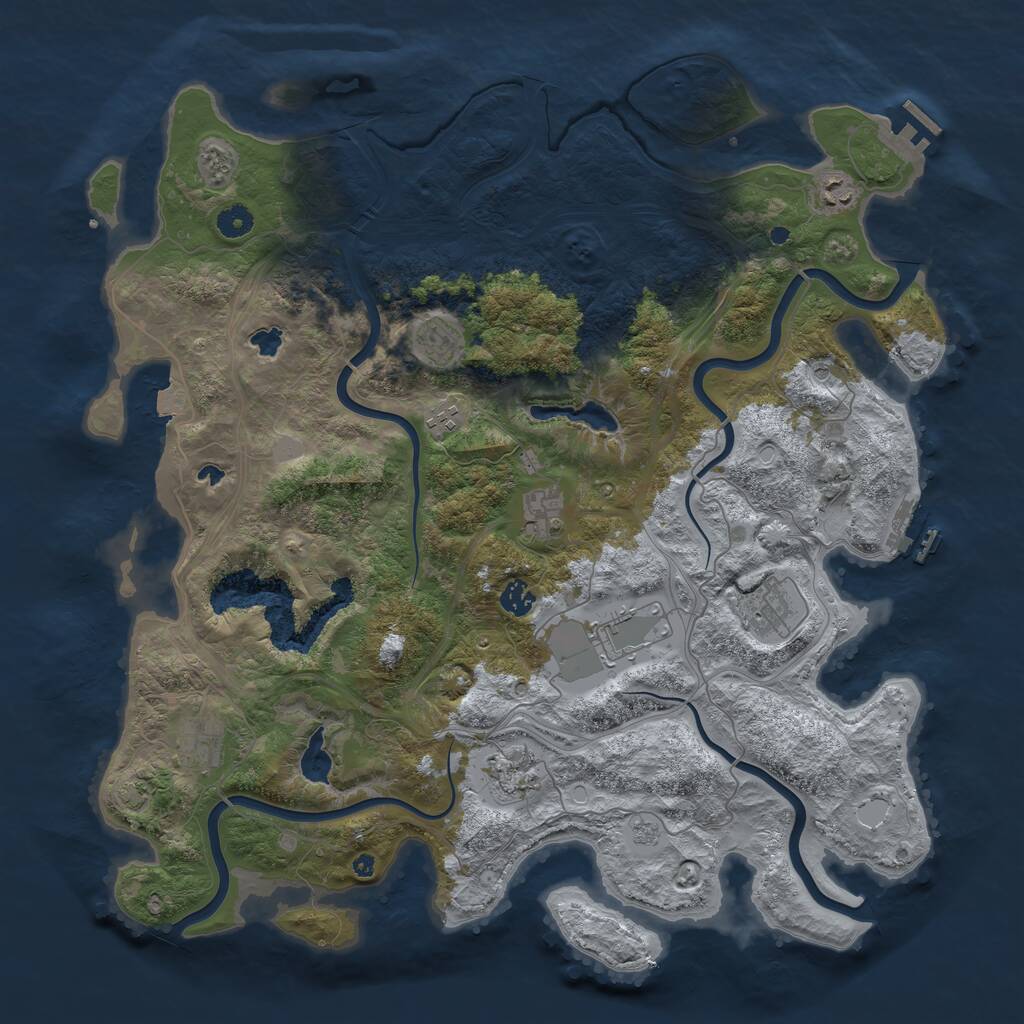 Rust Map: Procedural Map, Size: 4500, Seed: 1861013888, 15 Monuments