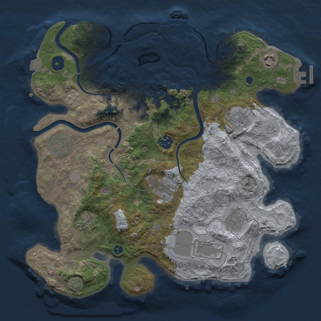 Rust Map: Procedural Map, Size: 3500, Seed: 909302738, 16 Monuments