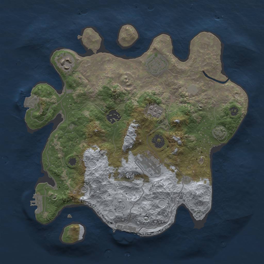 Rust Map: Procedural Map, Size: 3000, Seed: 2017820777, 13 Monuments