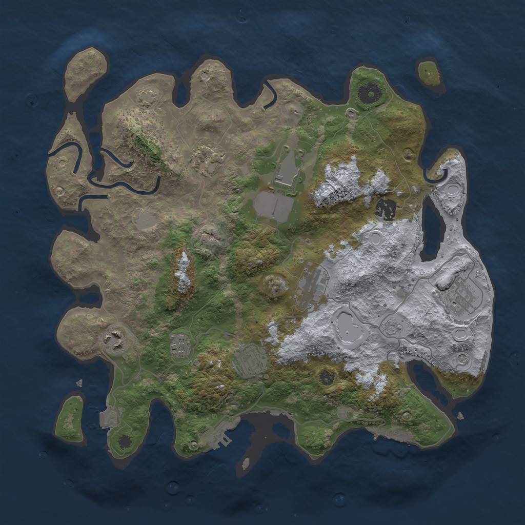 Rust Map: Procedural Map, Size: 3600, Seed: 702476988, 16 Monuments