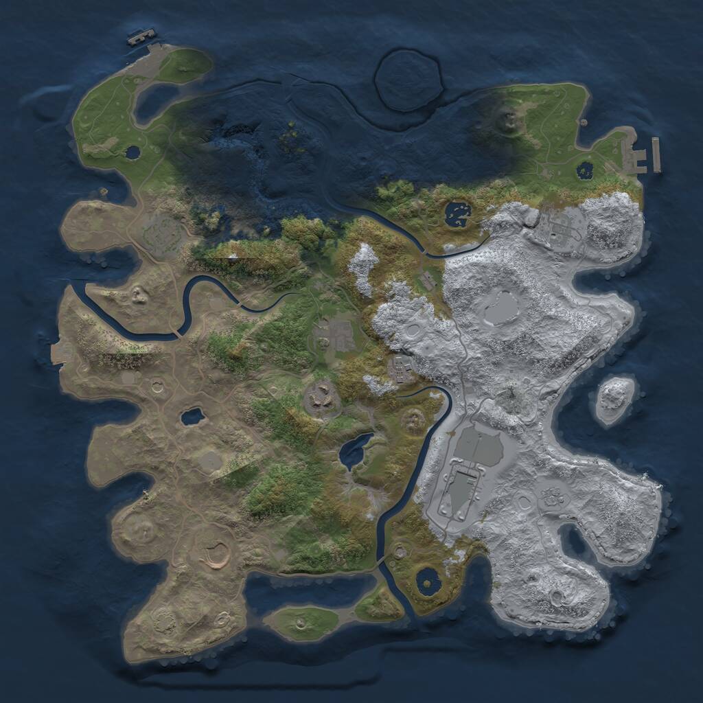Rust Map: Procedural Map, Size: 4000, Seed: 625503, 14 Monuments