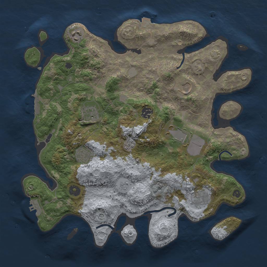 Rust Map: Procedural Map, Size: 3500, Seed: 1423736617, 16 Monuments