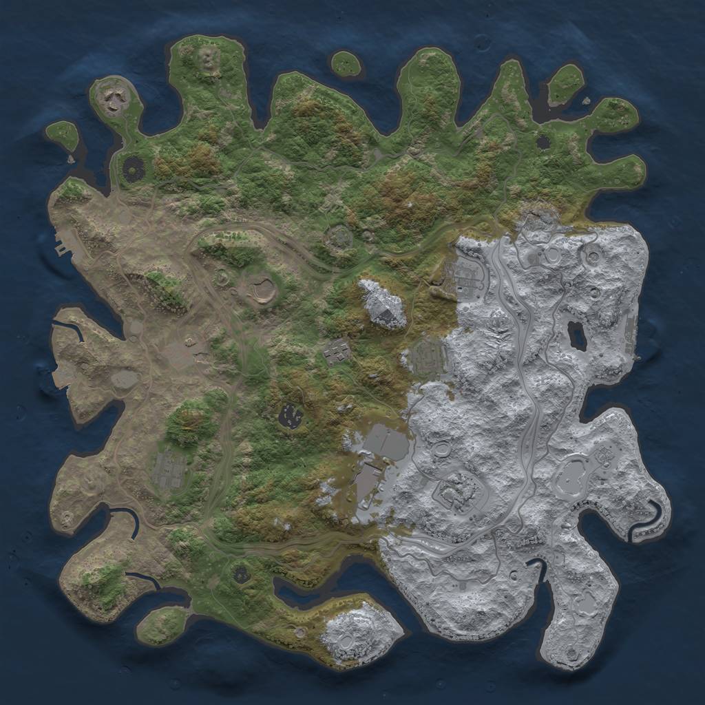 Rust Map: Procedural Map, Size: 4300, Seed: 383462, 18 Monuments