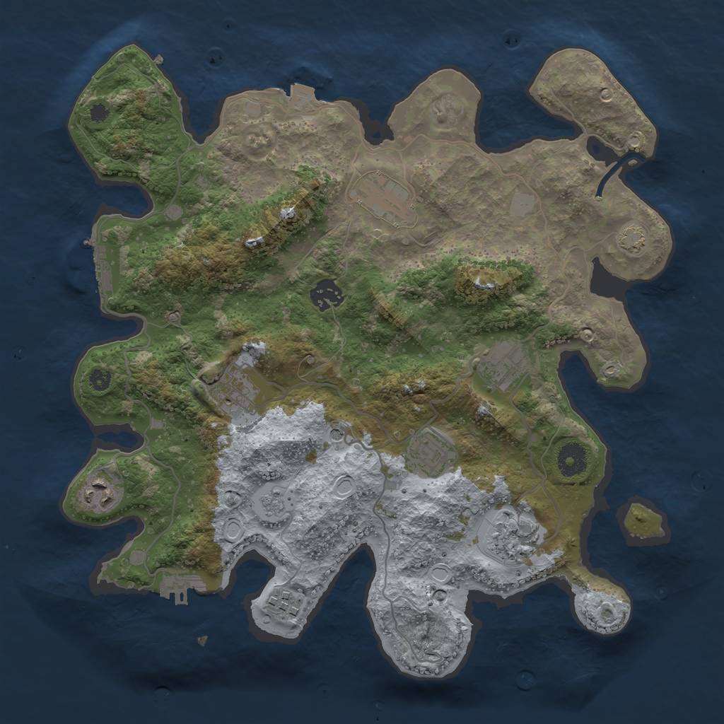 Rust Map: Procedural Map, Size: 3450, Seed: 89446671, 16 Monuments