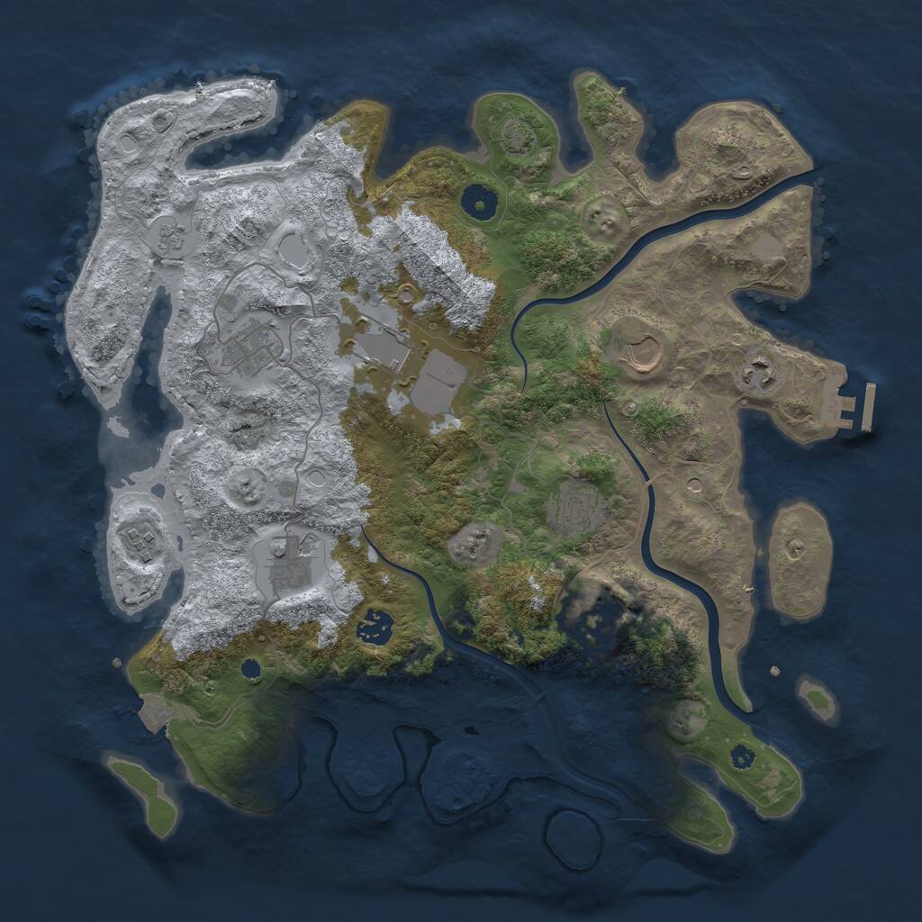 Rust Map: Procedural Map, Size: 3850, Seed: 55353585, 14 Monuments