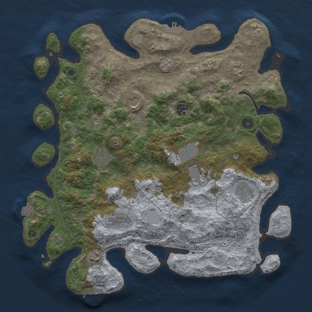 Rust Map: Procedural Map, Size: 4000, Seed: 1182342123, 17 Monuments
