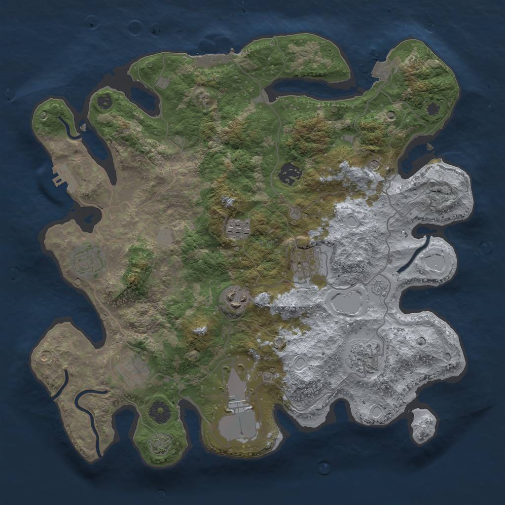 Rust Map: Procedural Map, Size: 3500, Seed: 73925117, 16 Monuments