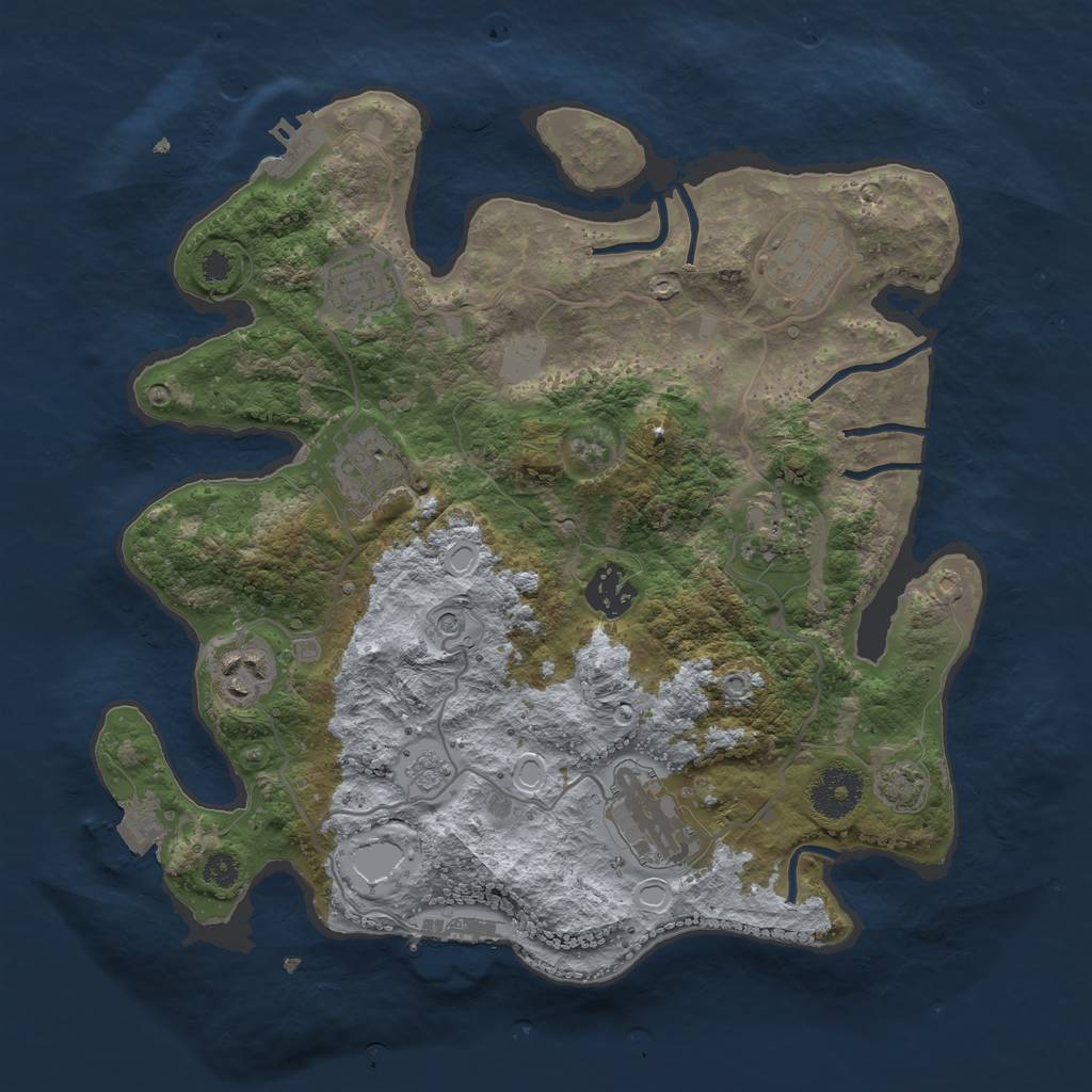 Rust Map: Procedural Map, Size: 3250, Seed: 1797491967, 15 Monuments