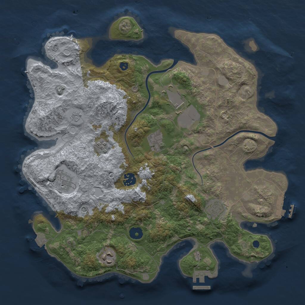 Rust Map: Procedural Map, Size: 3500, Seed: 1188872774, 13 Monuments