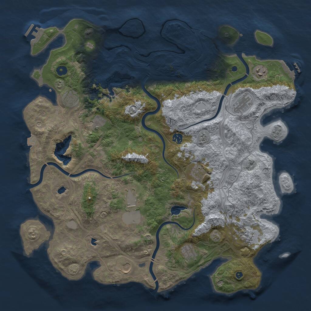 Rust Map: Procedural Map, Size: 4500, Seed: 225682819, 17 Monuments
