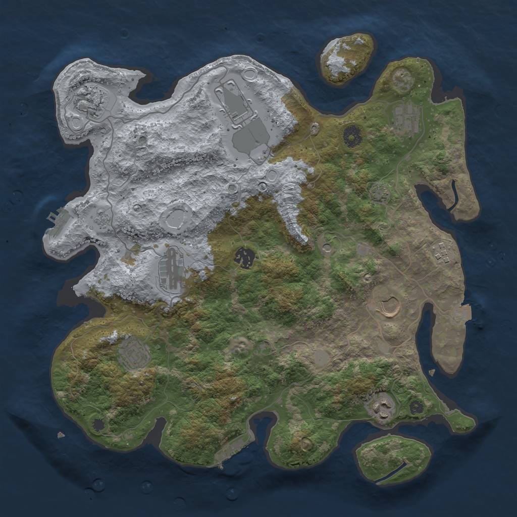 Rust Map: Procedural Map, Size: 3750, Seed: 561687474, 17 Monuments