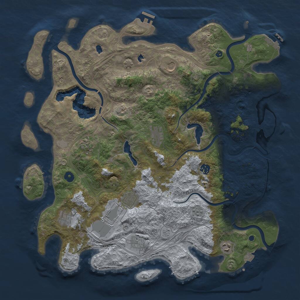 Rust Map: Procedural Map, Size: 4500, Seed: 1509244391, 16 Monuments