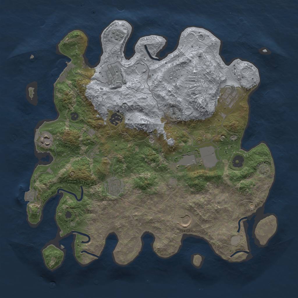Rust Map: Procedural Map, Size: 3700, Seed: 34567891, 15 Monuments