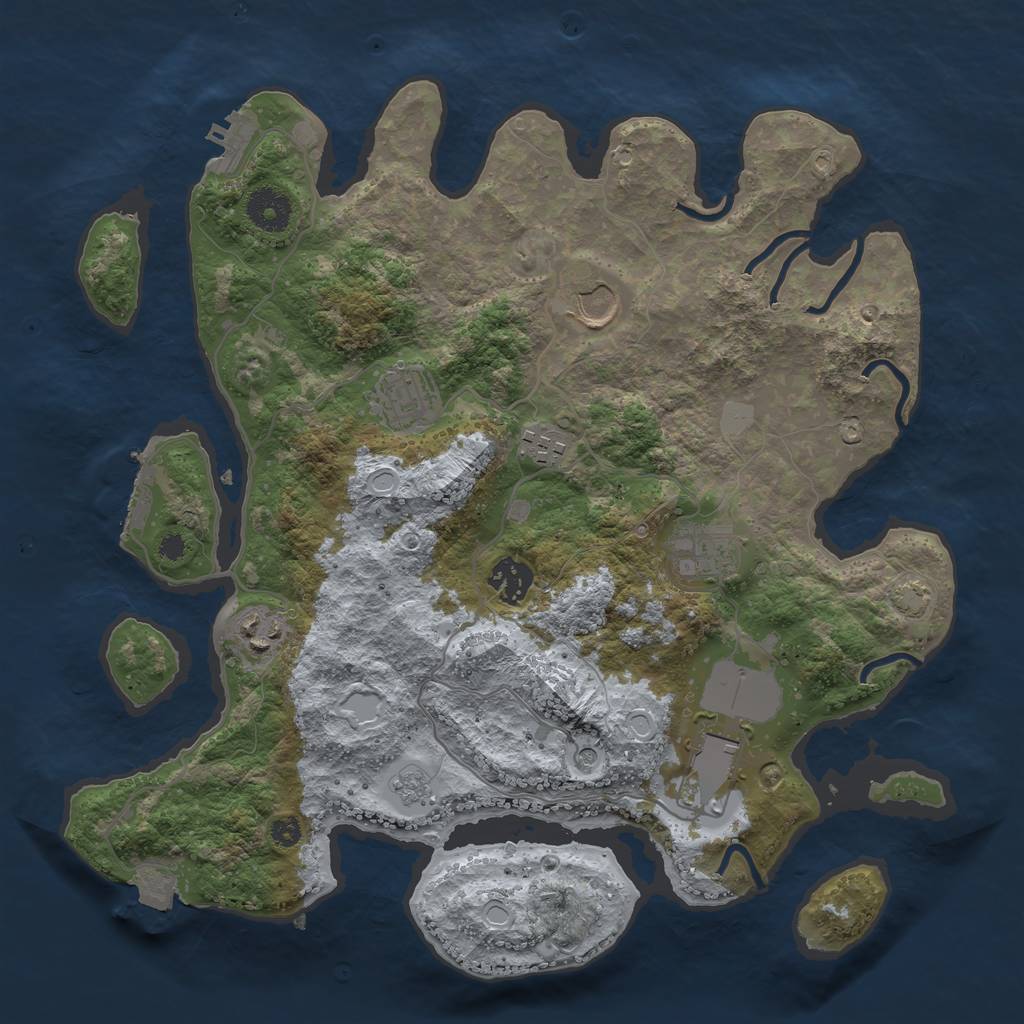 Rust Map: Procedural Map, Size: 3500, Seed: 1653828433, 15 Monuments
