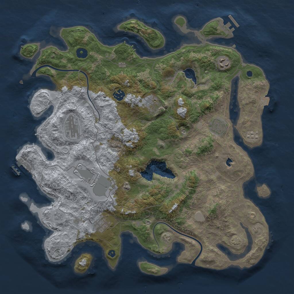 Rust Map: Procedural Map, Size: 4000, Seed: 1689845877, 14 Monuments