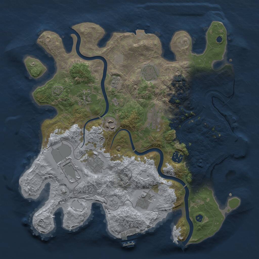 Rust Map: Procedural Map, Size: 3500, Seed: 1346665477, 15 Monuments